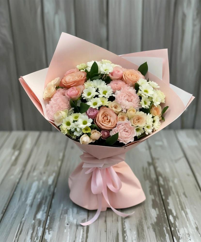 Букет цветов из: Гвоздики, Розы и Хризантемы в Магнитке