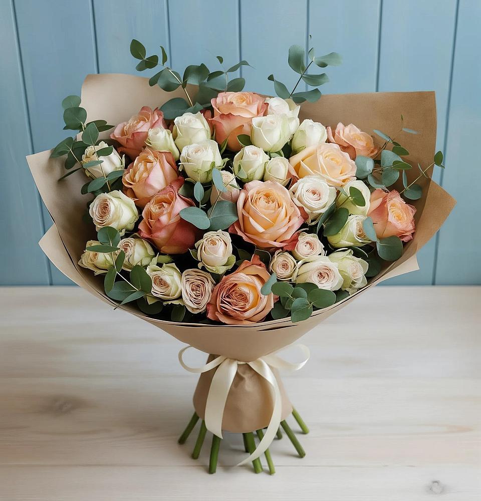 Букет цветов из: Альстромерии и Розы в Магнитке