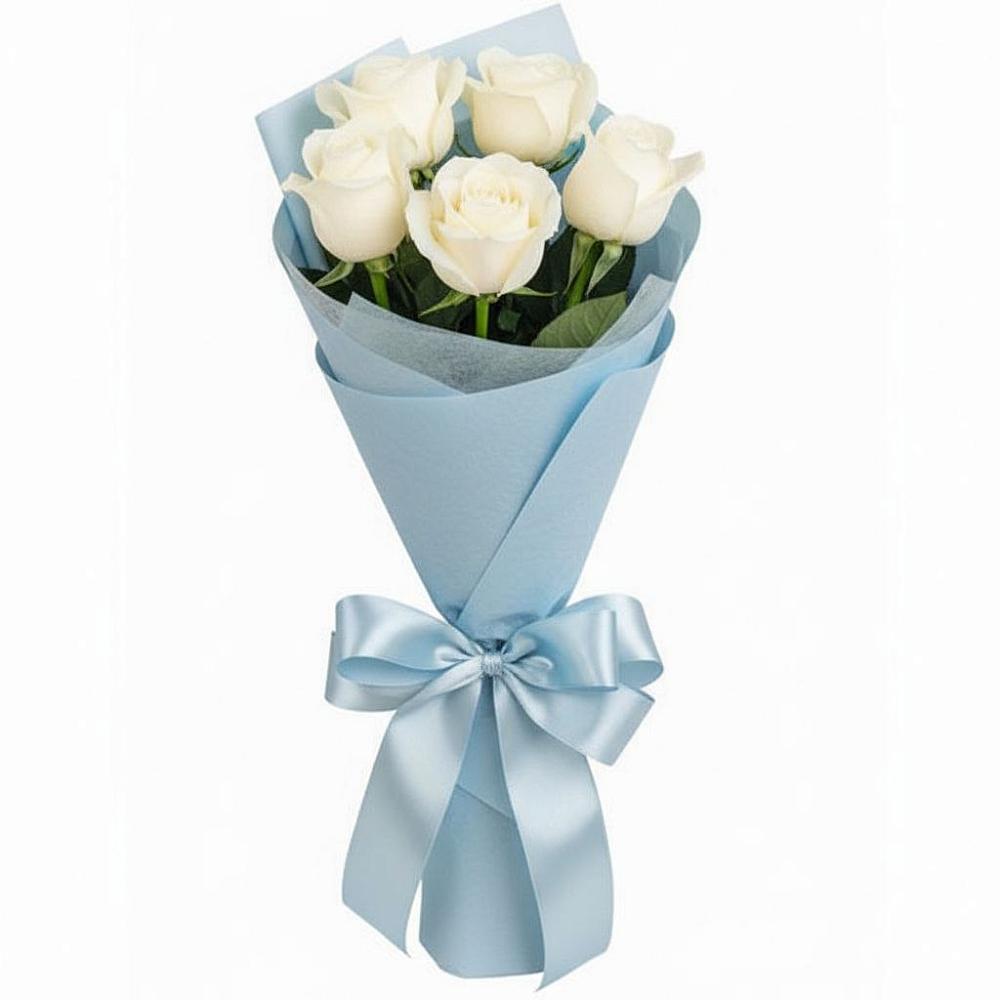 Букет 5 Белых роз Проуд в Магнитке