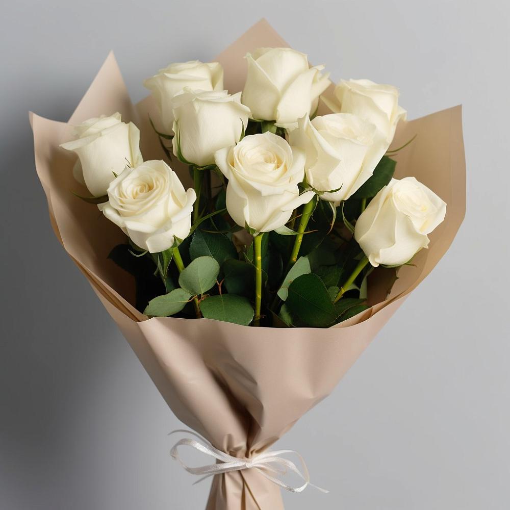 Букет 9 Белых роз Эдлесс Лав в Магнитке