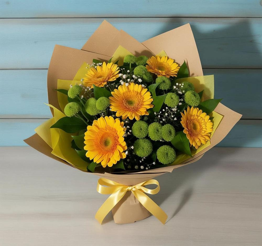 Букет цветов из: Герберы и Хризантемы в Магнитке