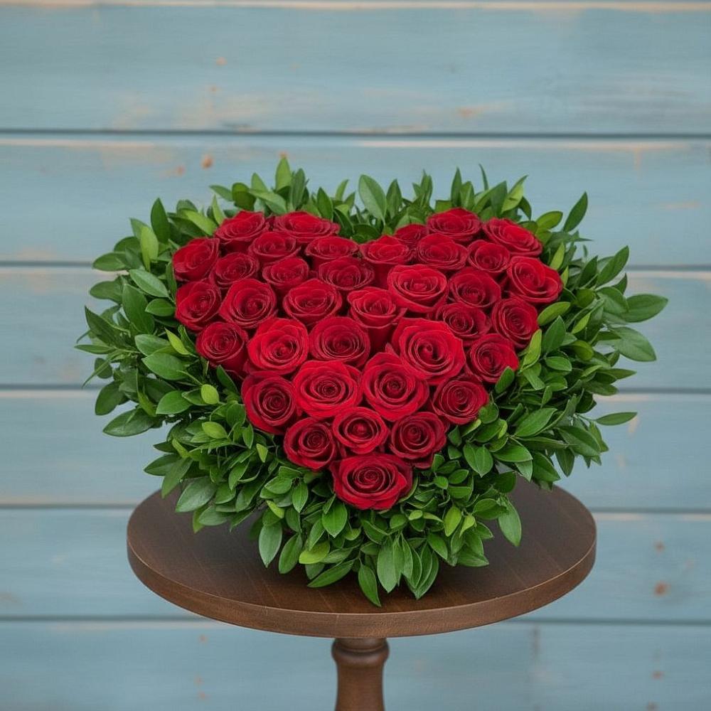 Цветочная композиция из Розы в виде сердца в Магнитке