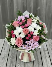 Букет цветов из:  Альстромерии, Гвоздики, Розы и Хризантемы в Магнитке