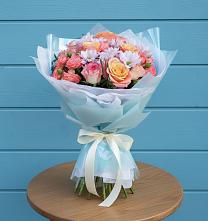 Букет цветов из:  Хризантемы и Розы в Магнитке