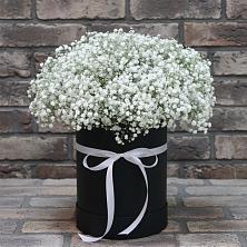 Цветочная композиция из Гипсофила в шляпной коробке в Магнитке